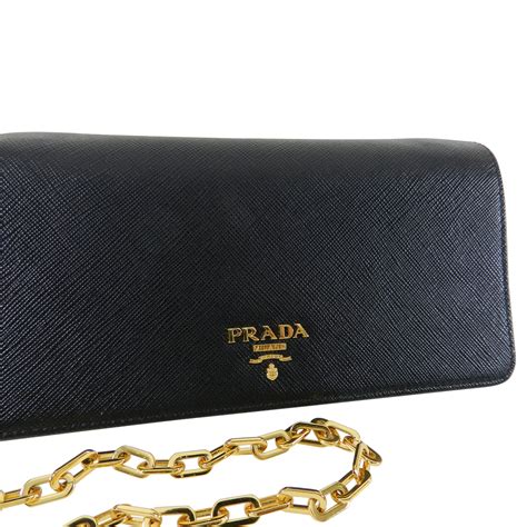 prada leather wallet on chain